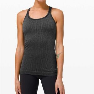 Lululemon  ebb to street  tank shine 
 Black / silver size 12